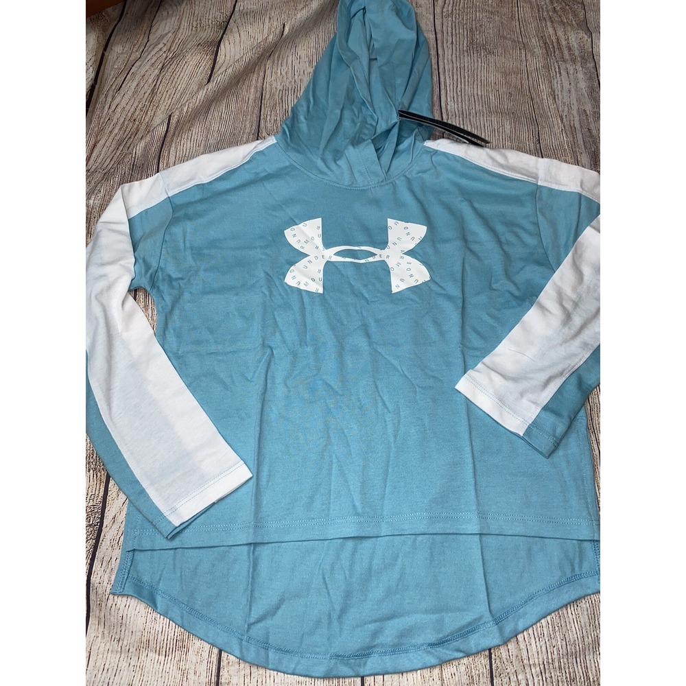 Under Armour Youth Small (8) Blue Hooded Long Sleeve Shirt NEW